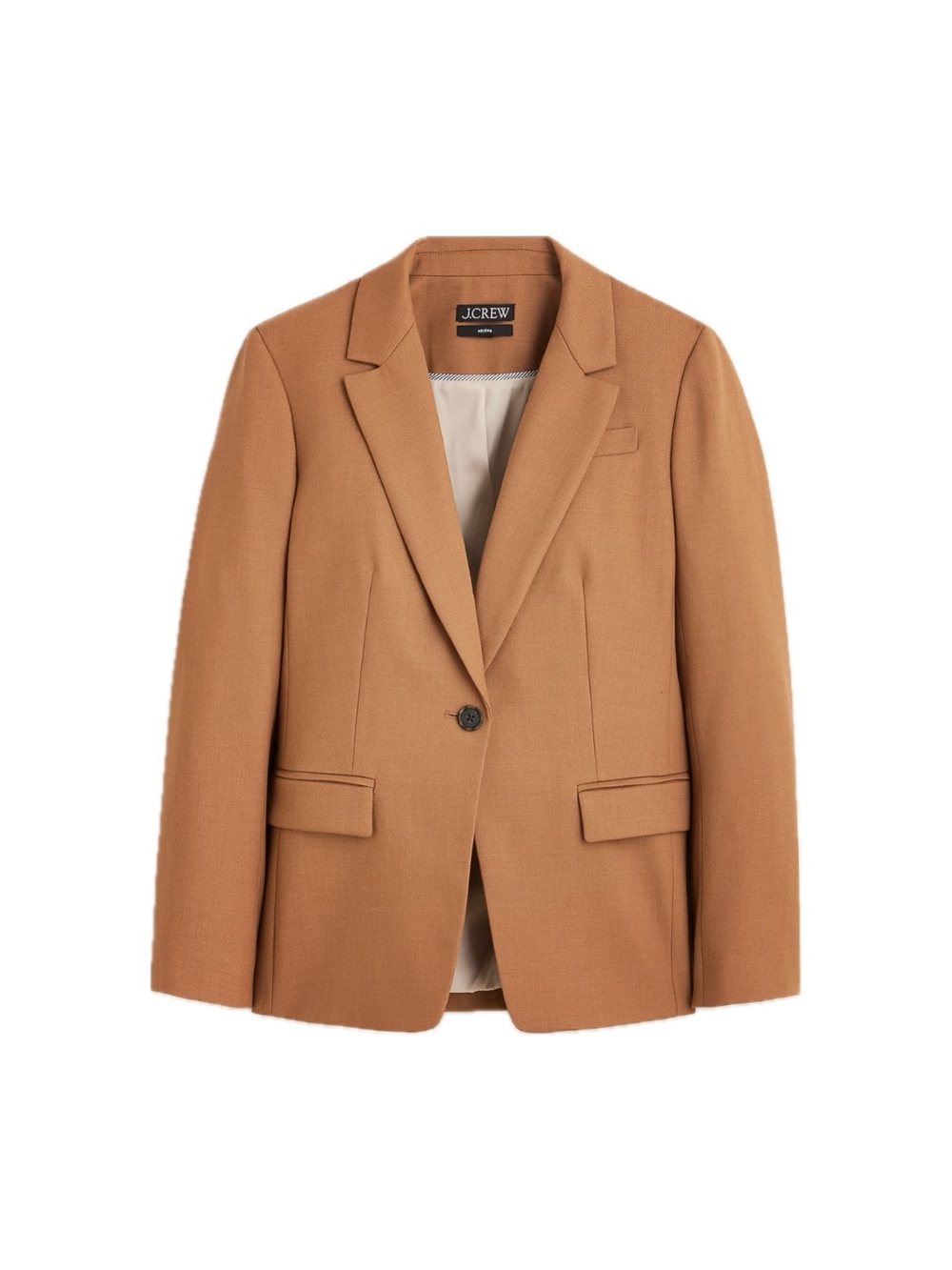 J. Crew Women's Helena Blazer in Wool-Blend Flannel, Size 0, Warm Camel